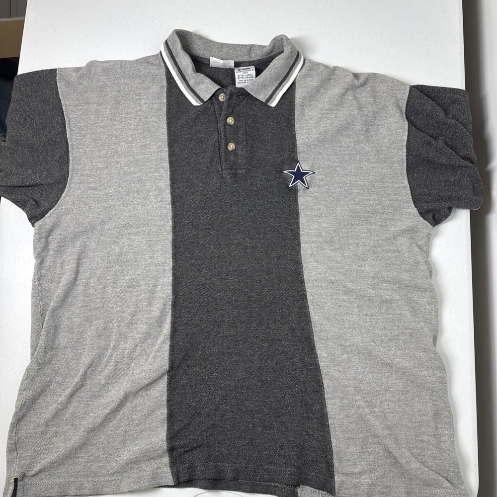 Dallas Cowboys Mens Pro Edge Y2K Style Polo Short Sleeve, Grey XL